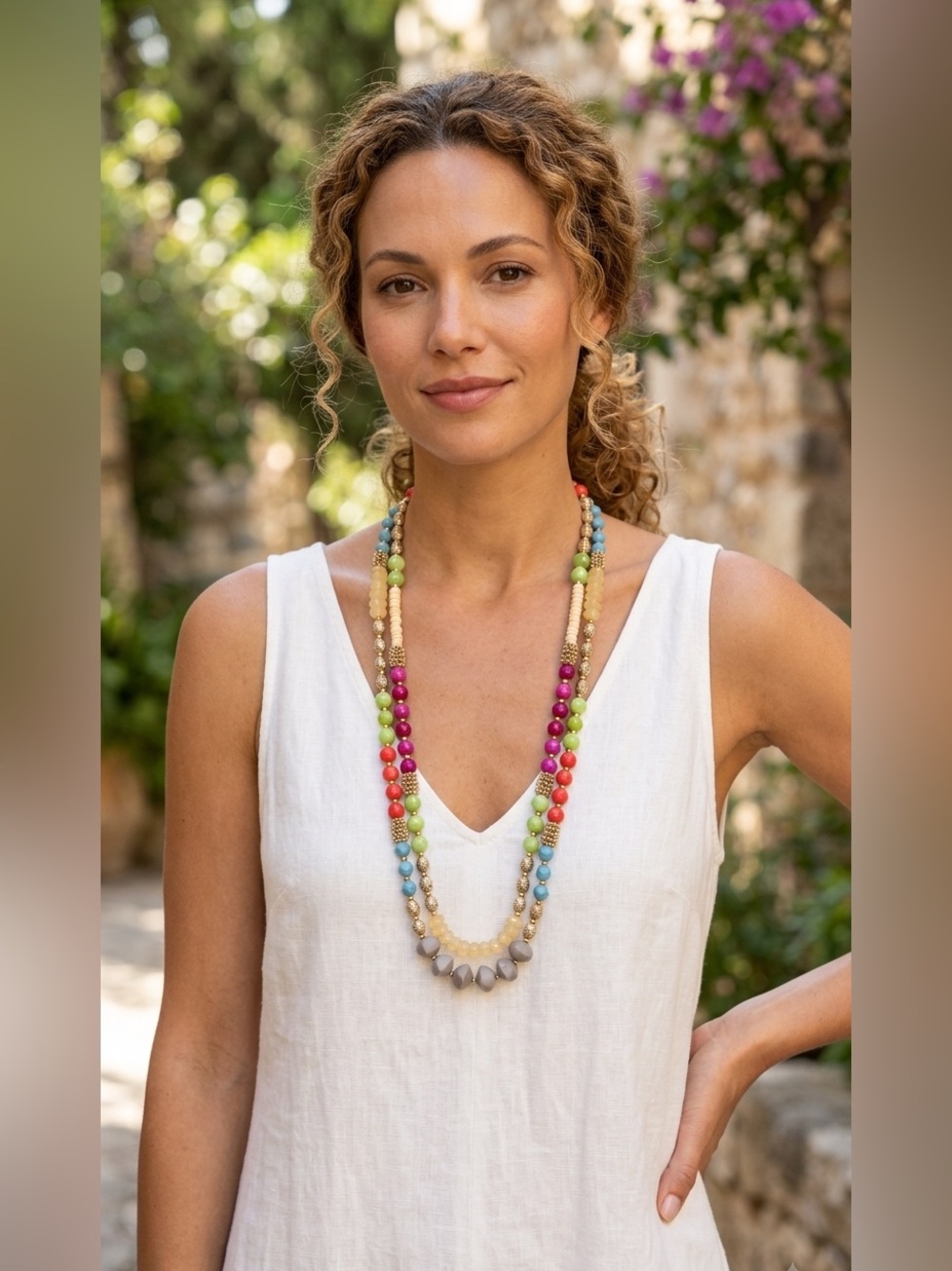 Vintage Multicolor Faux Beaded Statement Necklace - SUPER CUTE!